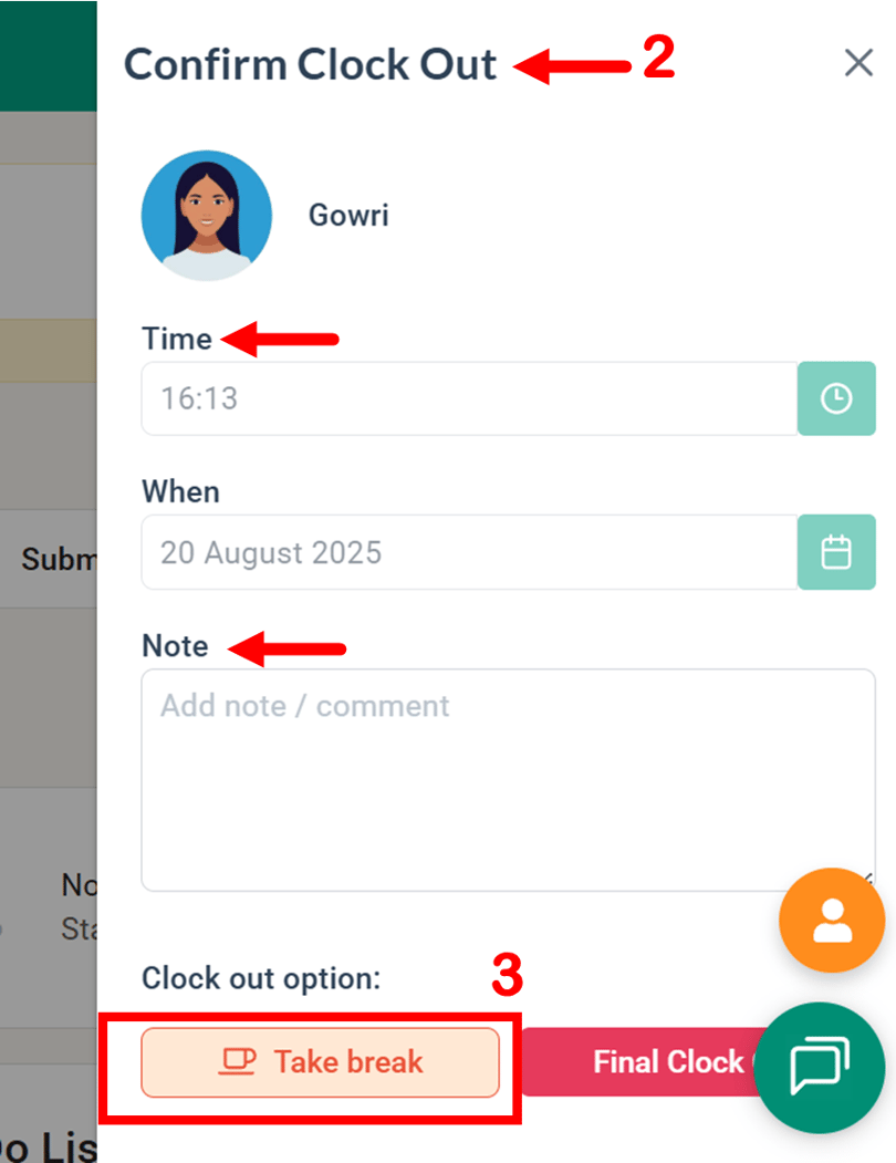 How to Clock Out and Clock In for Breaks in BrioHR (Browser Guide)