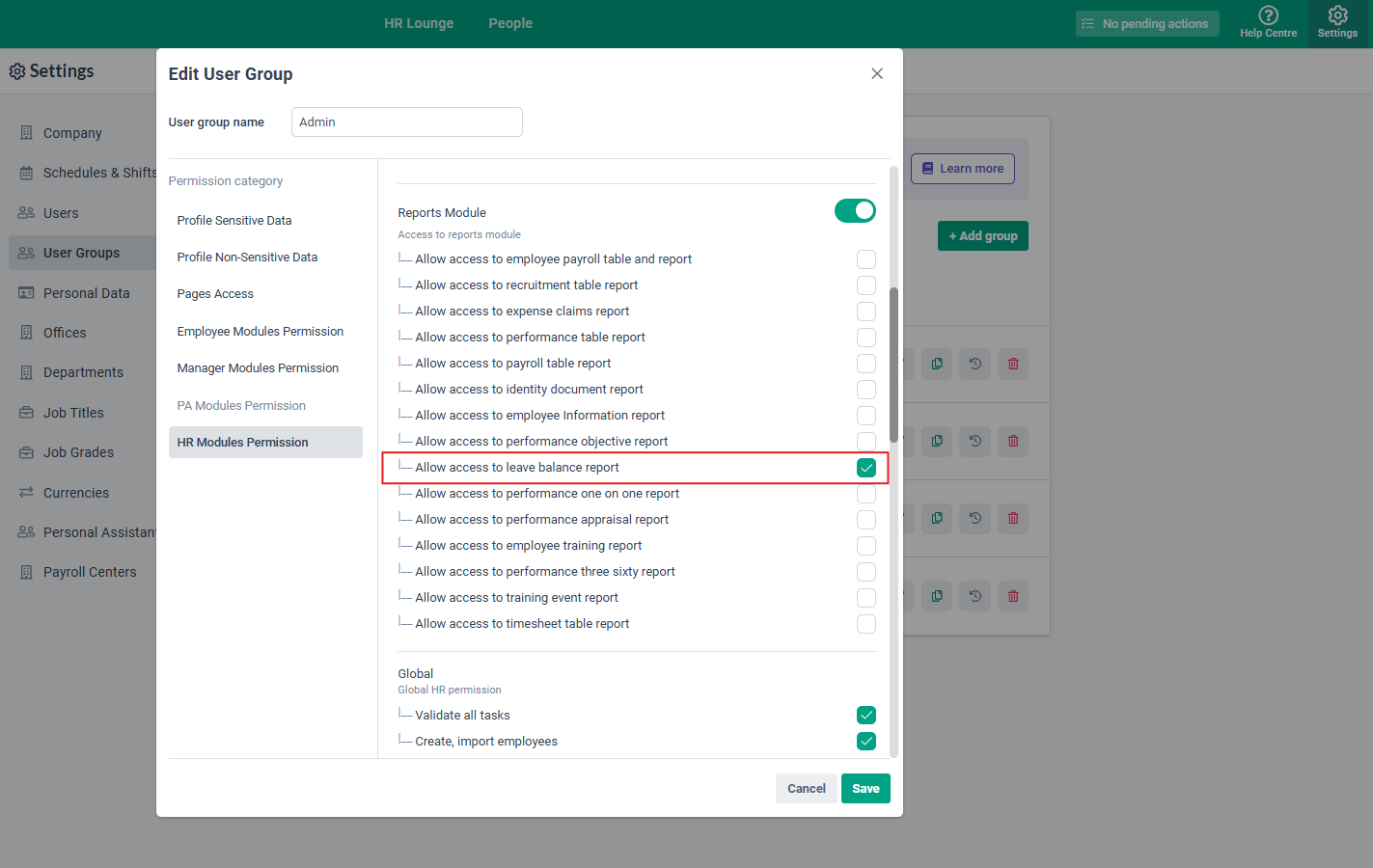 How to Enable User Group Access for HR/Admin (Leave + Report)