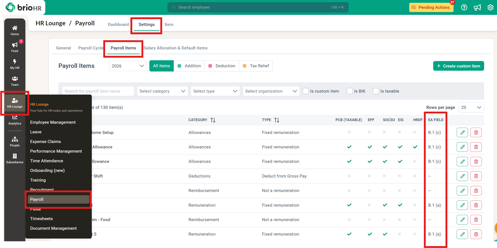 Payroll Malaysia: How Pay Items Map to EA Form Fields in BrioHR Payroll ...