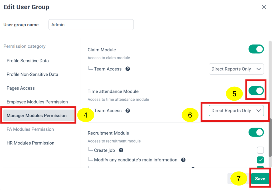 How to enable the Time Attendance Module in Team (Manager)